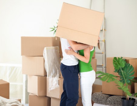 Experienced movers loading a truck