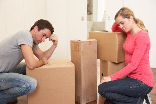 Removalist packing household items securely